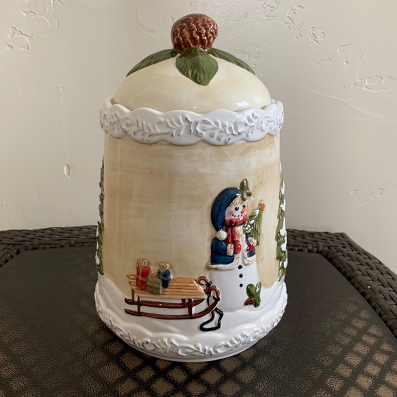 Home Trends Natural Holiday Collection Christmas Cookie Jar "Nature" - Picture 3 of 11